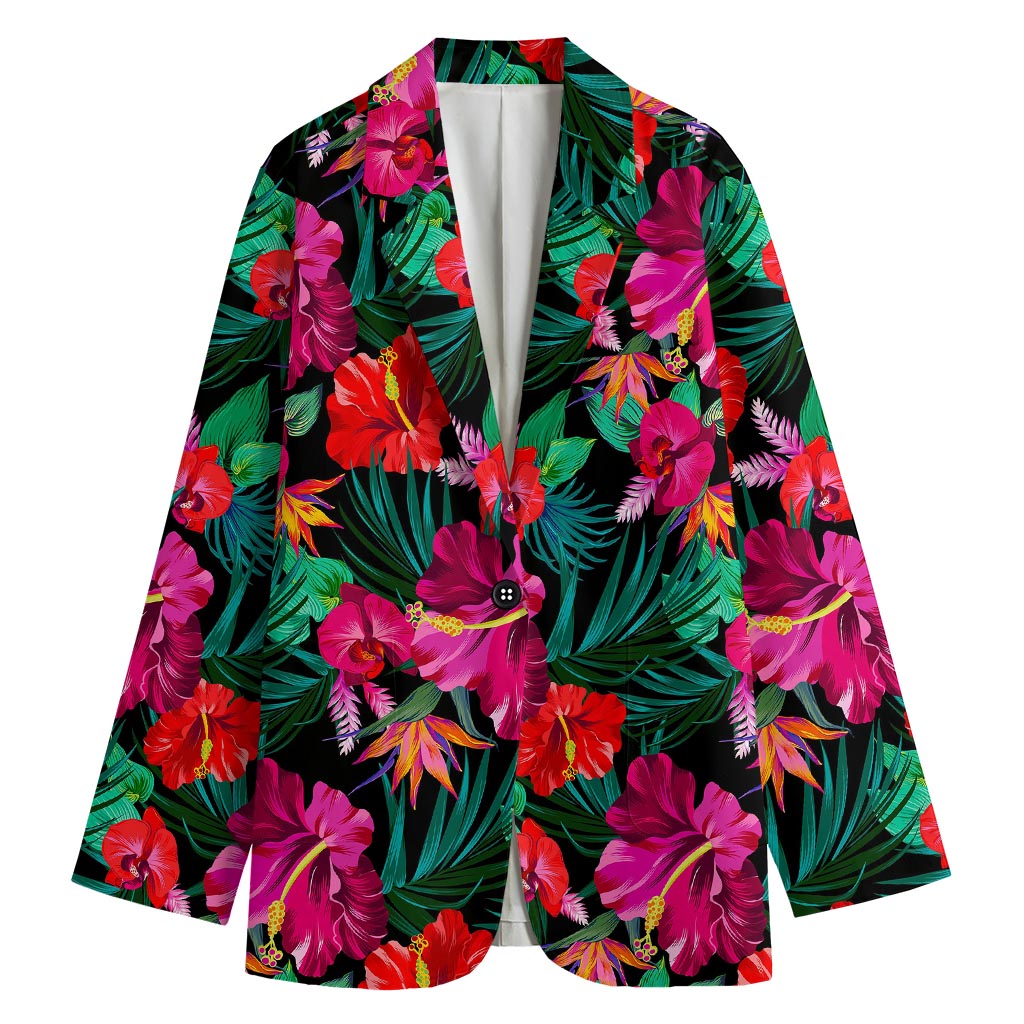 Hawaii Floral Flowers Pattern Print Women's Cotton Blazer