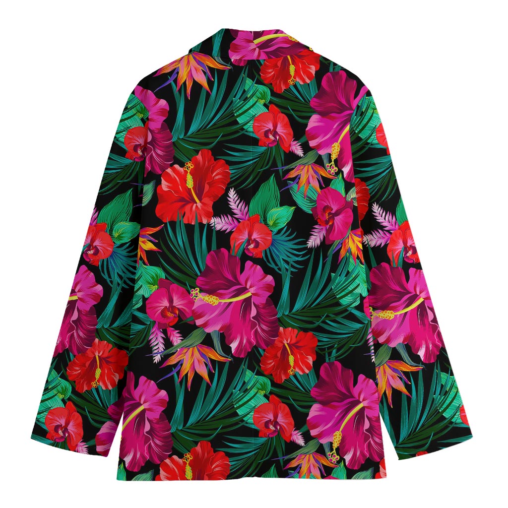 Hawaii Floral Flowers Pattern Print Women's Cotton Blazer