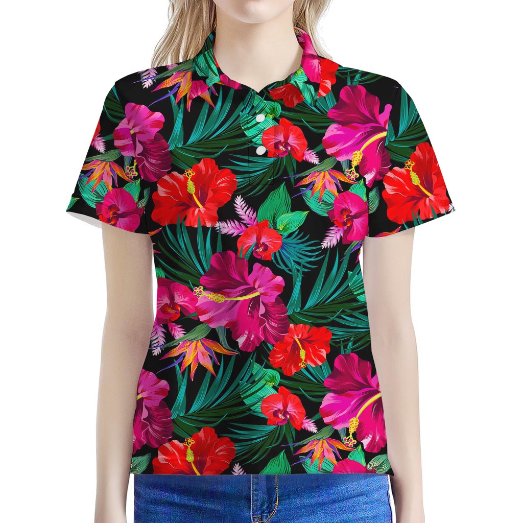 Hawaii Floral Flowers Pattern Print Women's Polo Shirt