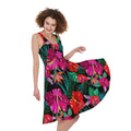 Hawaii Floral Flowers Pattern Print Sleeveless Knee Length Dress