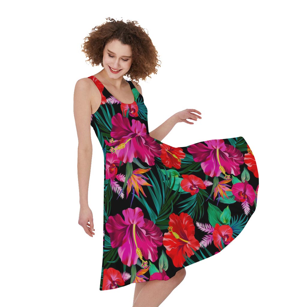 Hawaii Floral Flowers Pattern Print Women's Sleeveless Dress