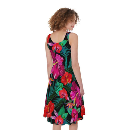 Hawaii Floral Flowers Pattern Print Women's Sleeveless Dress