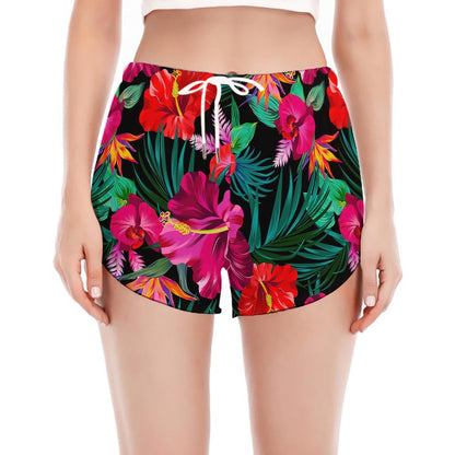 Hawaii Floral Flowers Pattern Print Women's Split Running Shorts