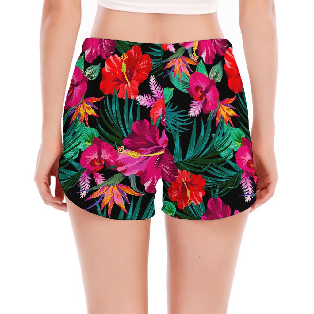 Hawaii Floral Flowers Pattern Print Women's Split Running Shorts