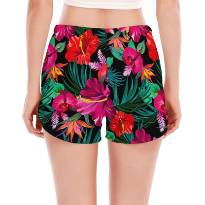 Hawaii Floral Flowers Pattern Print Women's Split Running Shorts