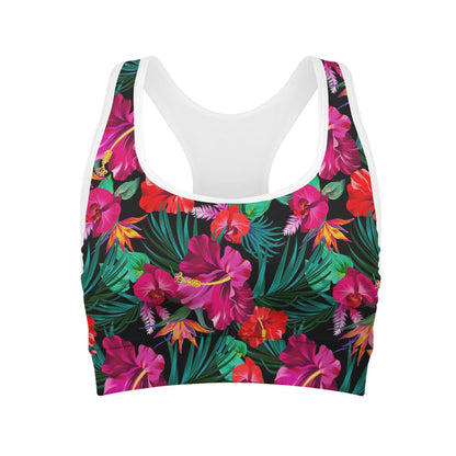 Hawaii Floral Flowers Pattern Print Women's Sports Bra