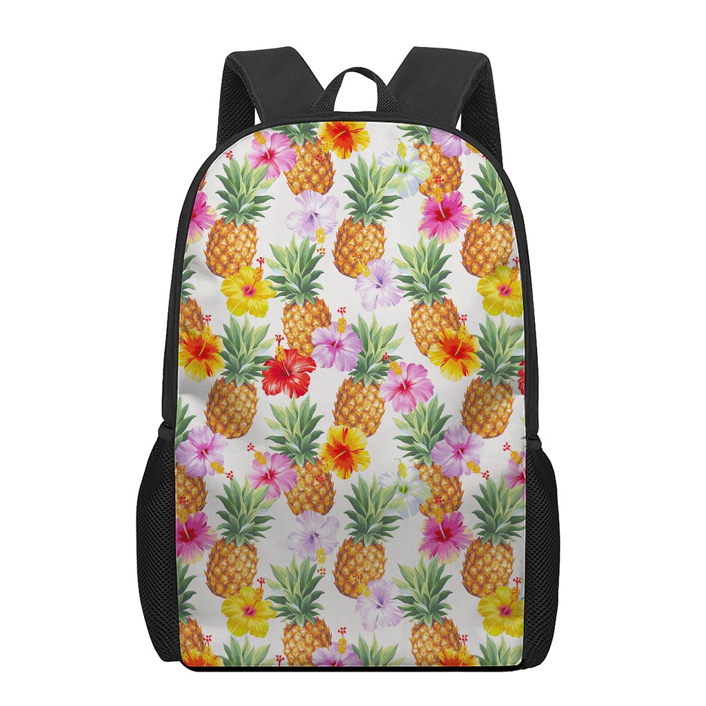 Hawaii Hibiscus Pineapple Pattern Print 17 Inch Backpack