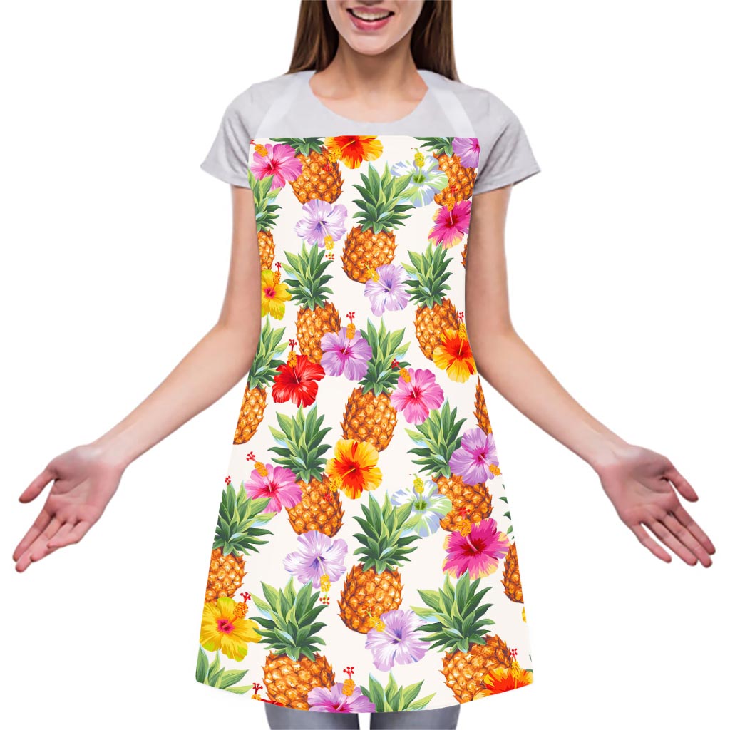 Hawaii Hibiscus Pineapple Pattern Print Adjustable Apron