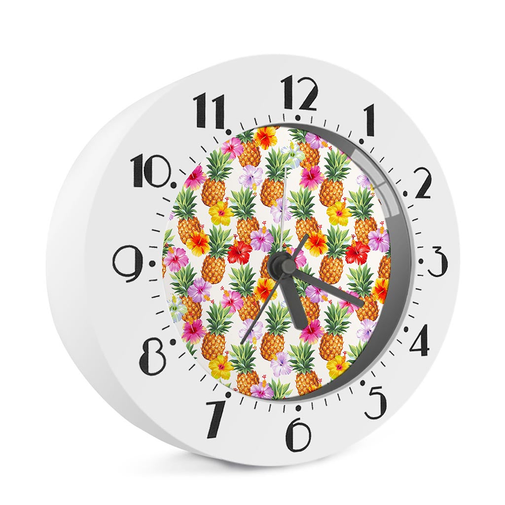 Hawaii Hibiscus Pineapple Pattern Print Alarm Clock