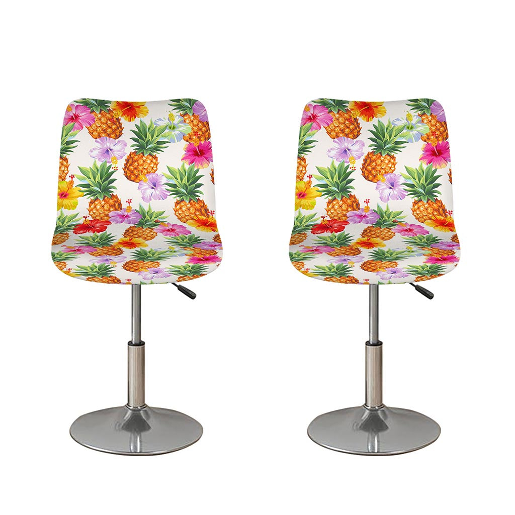 Hawaii Hibiscus Pineapple Pattern Print Bar Stool Covers
