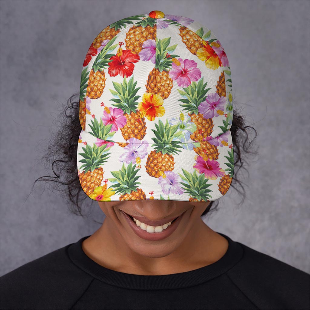 Hawaii Hibiscus Pineapple Pattern Print Baseball Cap