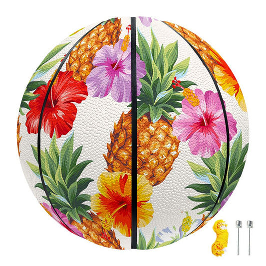 Hawaii Hibiscus Pineapple Pattern Print Basketball