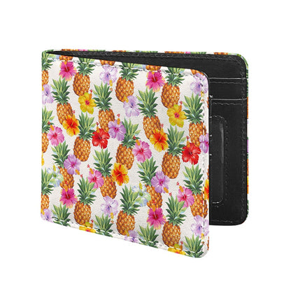 Hawaii Hibiscus Pineapple Pattern Print Bifold Wallet