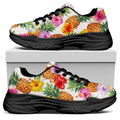 Hawaii Hibiscus Pineapple Pattern Print Black Chunky Shoes