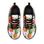 Hawaii Hibiscus Pineapple Pattern Print Black Running Shoes