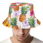 Hawaii Hibiscus Pineapple Pattern Print Bucket Hat