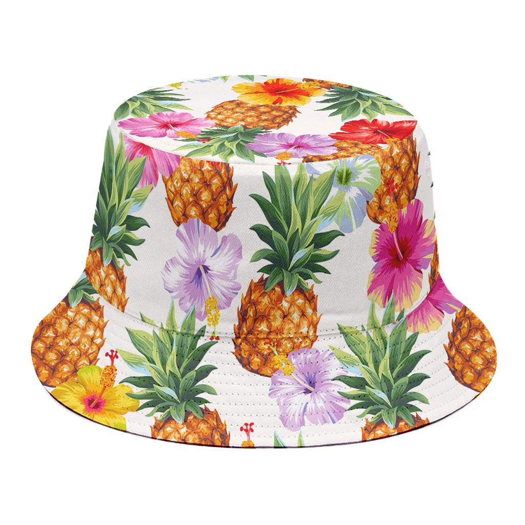Hawaii Hibiscus Pineapple Pattern Print Bucket Hat