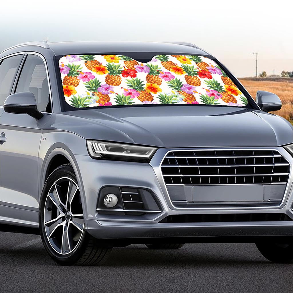 Hawaii Hibiscus Pineapple Pattern Print Car Windshield Sun Shade