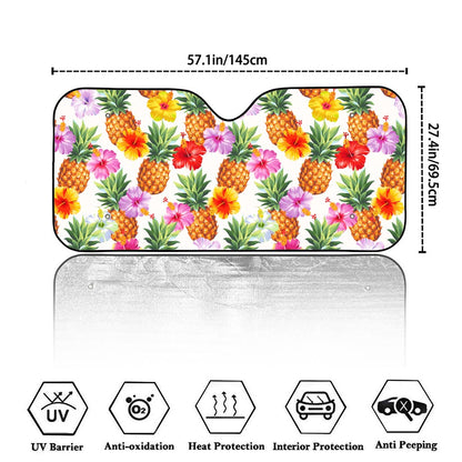 Hawaii Hibiscus Pineapple Pattern Print Car Windshield Sun Shade