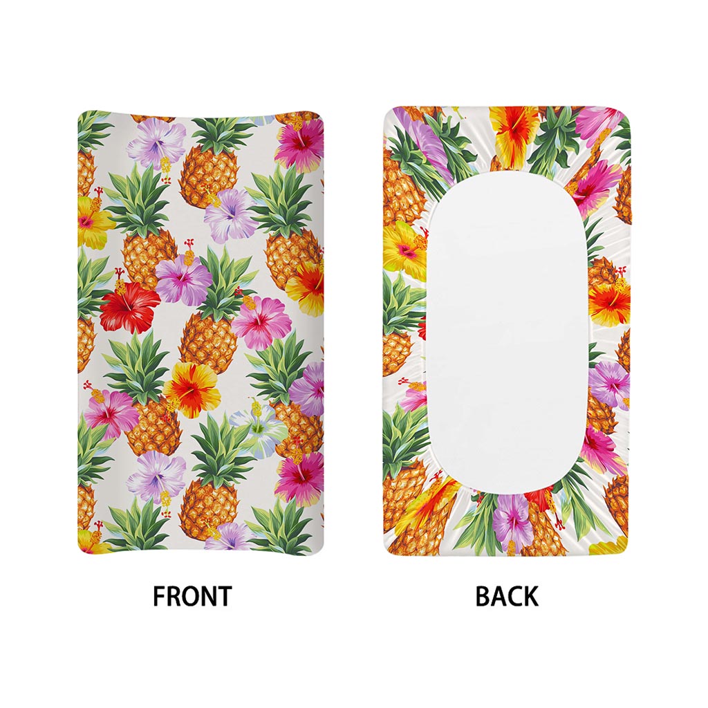 Hawaii Hibiscus Pineapple Pattern Print Changing Pad Cover