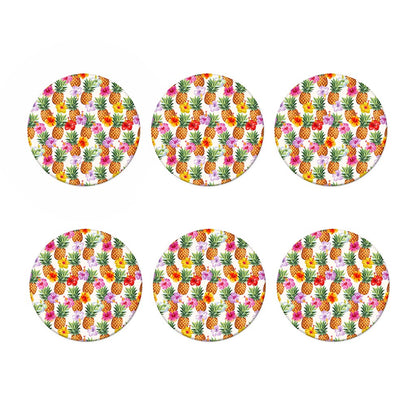 Hawaii Hibiscus Pineapple Pattern Print Coaster Set