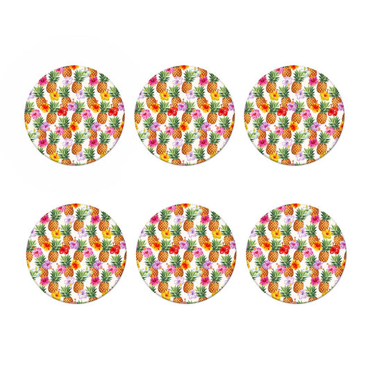 Hawaii Hibiscus Pineapple Pattern Print Coaster Set