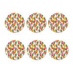 Hawaii Hibiscus Pineapple Pattern Print Coaster Set