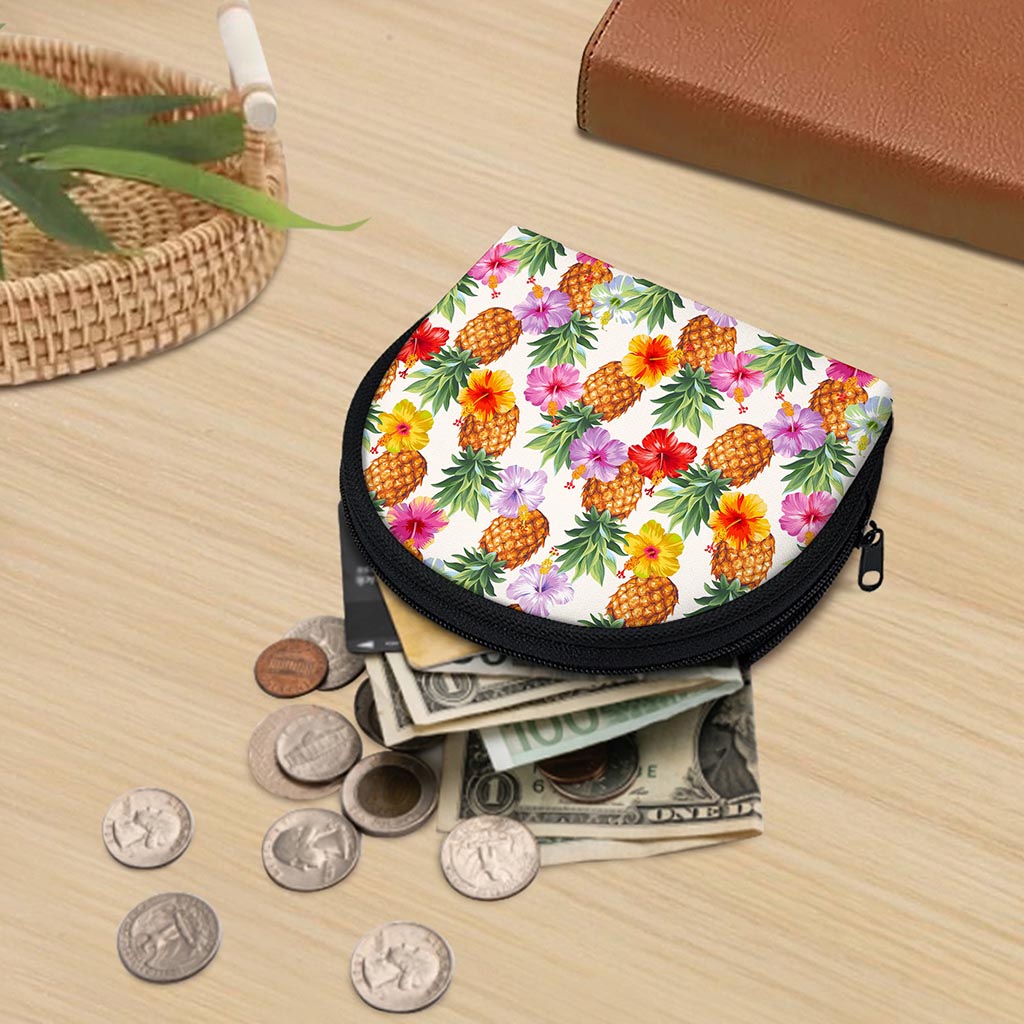 Hawaii Hibiscus Pineapple Pattern Print Coin Purse