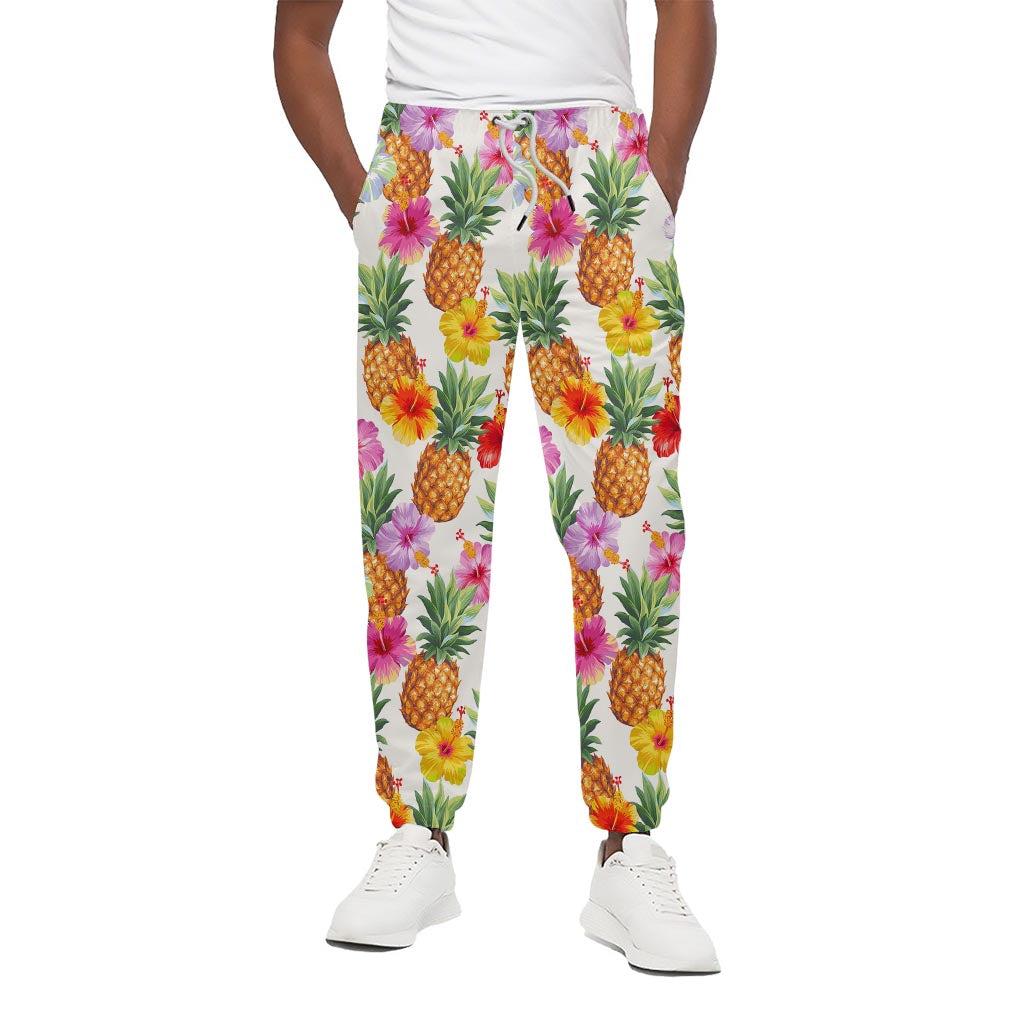 Hawaii Hibiscus Pineapple Pattern Print Cotton Pants