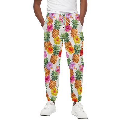 Hawaii Hibiscus Pineapple Pattern Print Cotton Pants