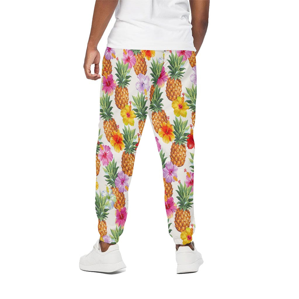 Hawaii Hibiscus Pineapple Pattern Print Cotton Pants