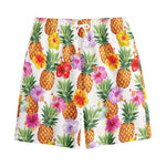Hawaii Hibiscus Pineapple Pattern Print Cotton Shorts