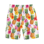 Hawaii Hibiscus Pineapple Pattern Print Cotton Shorts