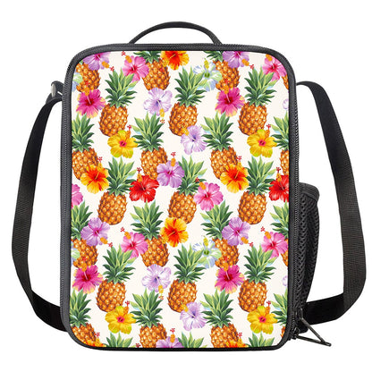 Hawaii Hibiscus Pineapple Pattern Print Crossbody Lunch Bag