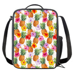 Hawaii Hibiscus Pineapple Pattern Print Crossbody Lunch Bag