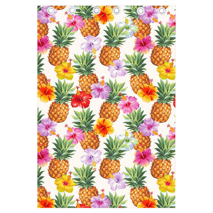 Hawaii Hibiscus Pineapple Pattern Print Curtain
