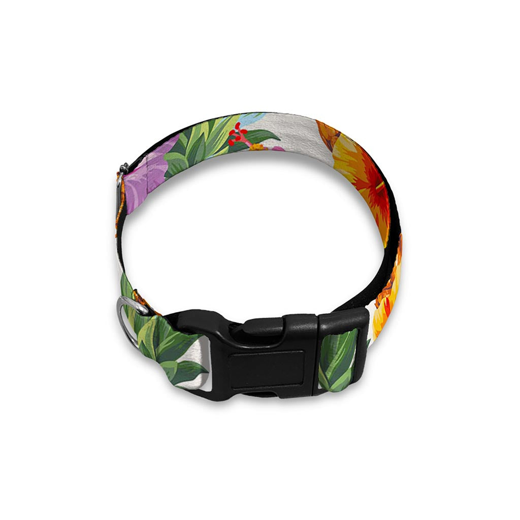 Hawaii Hibiscus Pineapple Pattern Print Dog Collar