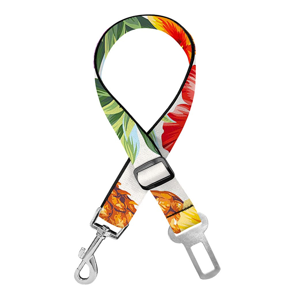 Hawaii Hibiscus Pineapple Pattern Print Dog Seat Belt
