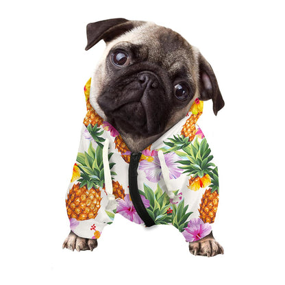Hawaii Hibiscus Pineapple Pattern Print Dog Zip Up Hoodie