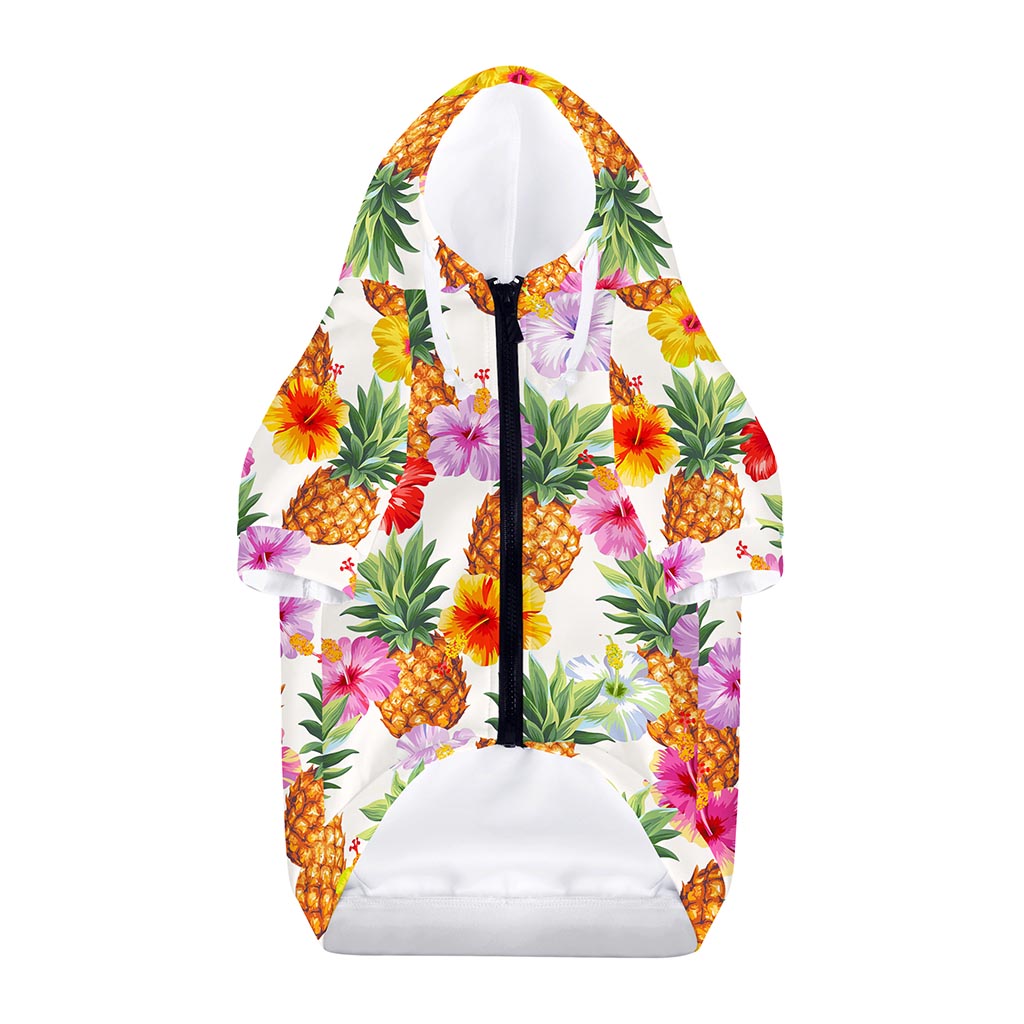 Hawaii Hibiscus Pineapple Pattern Print Dog Zip Up Hoodie