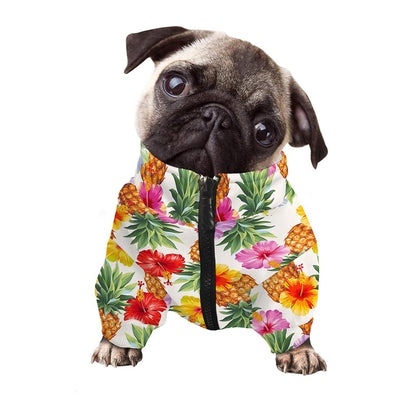 Hawaii Hibiscus Pineapple Pattern Print Dog Zip Up Jacket