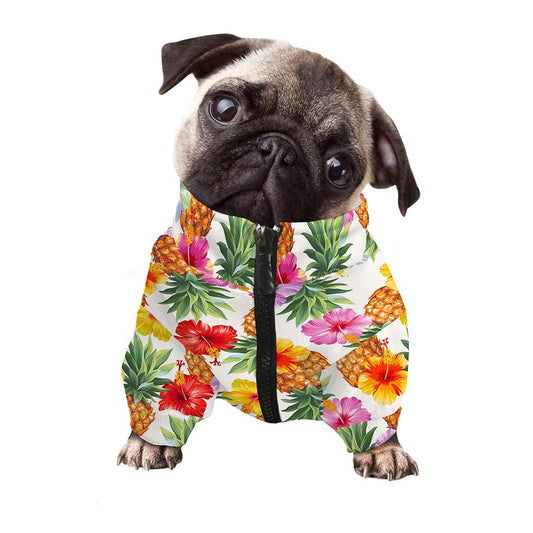 Hawaii Hibiscus Pineapple Pattern Print Dog Zip Up Jacket