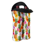 Hawaii Hibiscus Pineapple Pattern Print Double Neoprene Wine Tote