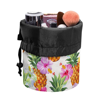 Hawaii Hibiscus Pineapple Pattern Print Drawstring Makeup Bag