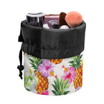 Hawaii Hibiscus Pineapple Pattern Print Drawstring Makeup Bag