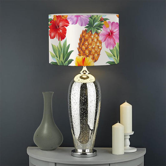 Hawaii Hibiscus Pineapple Pattern Print Drum Lamp Shade