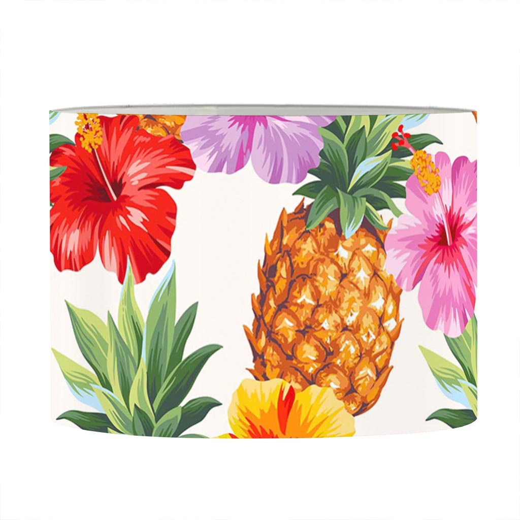 Hawaii Hibiscus Pineapple Pattern Print Drum Lamp Shade