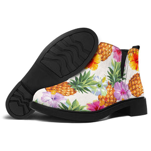 Hawaii Hibiscus Pineapple Pattern Print Flat Ankle Boots