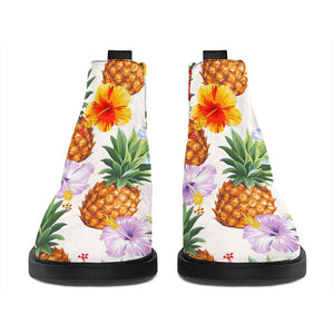 Hawaii Hibiscus Pineapple Pattern Print Flat Ankle Boots