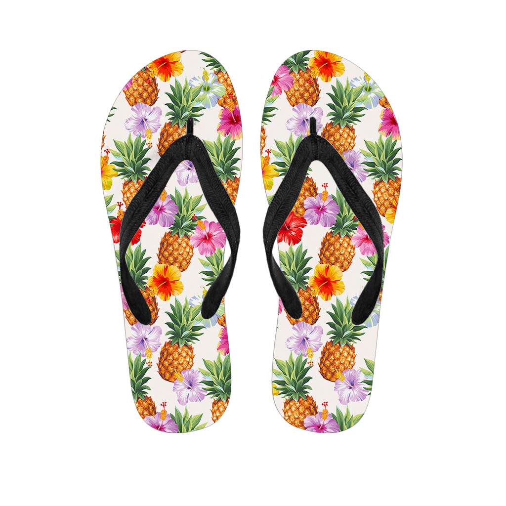 Hawaii Hibiscus Pineapple Pattern Print Flip Flops